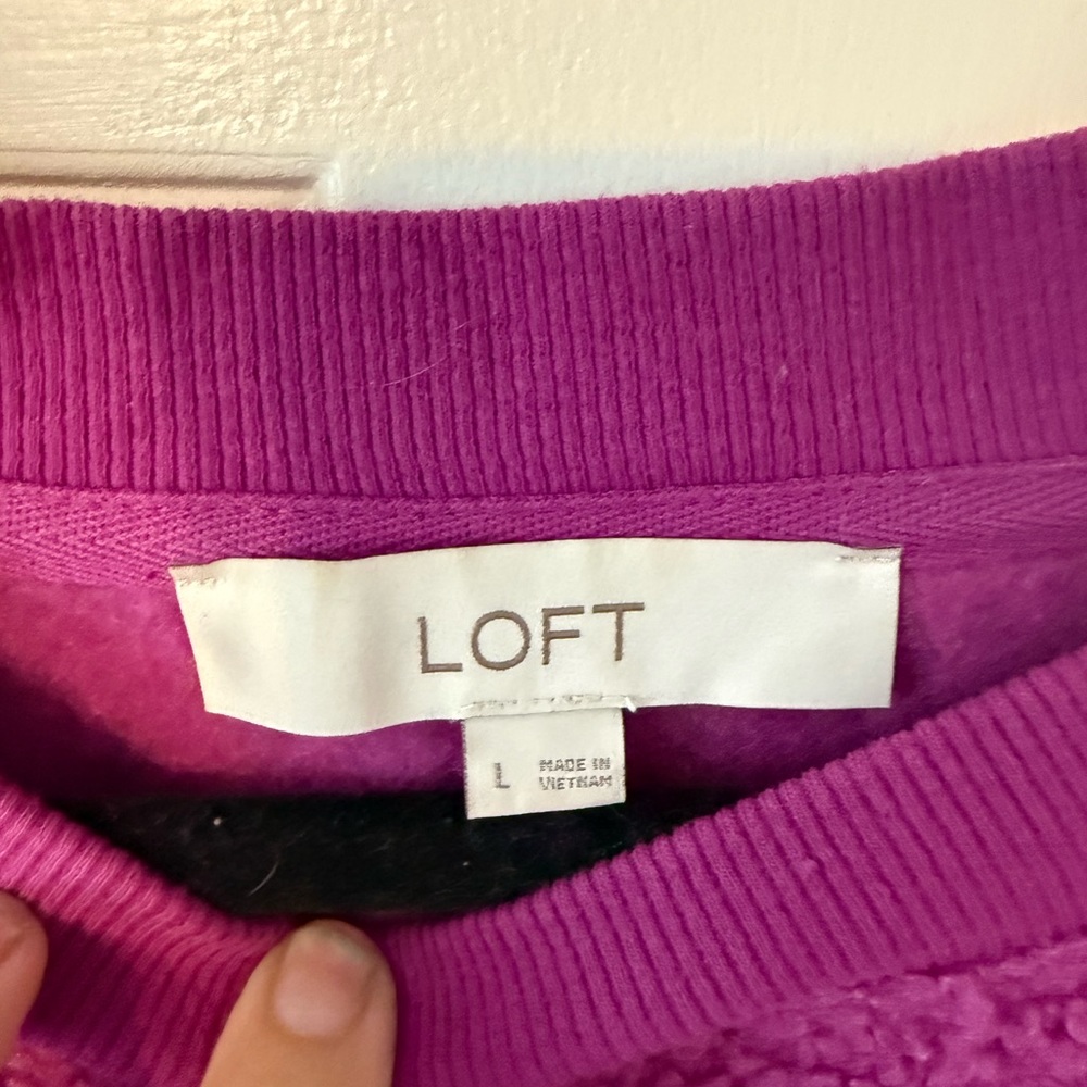 LOFT Fuchsia Crew Neck Sweater - Picture 2 of 2